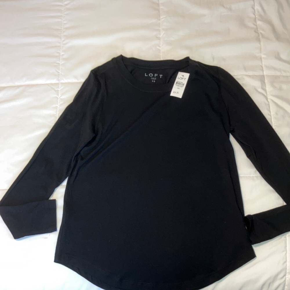 NWT Loft Black Everyday Long Sleeve T-Shirt XS